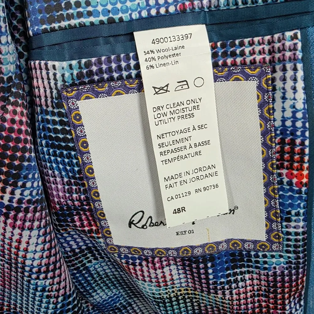 NWT Robert Graham Randall Sport Coat Blazer Size 48R Wool / Poly / Linen